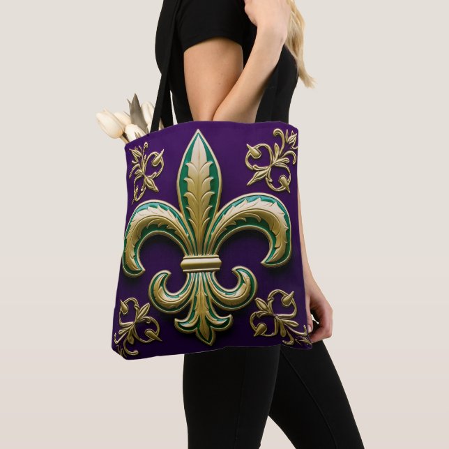 Bolsa Tote Decorativo Fleur de lis Mardi Gras (Close Up)