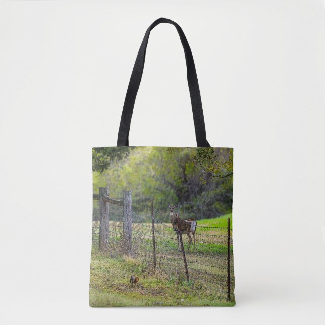 Bolsa Tote Deer E Um Esquilo Painterly (Frente)