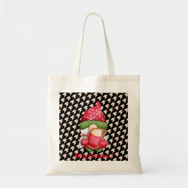 Bolsa Tote Deer Gnomo Personalizar Cor e Texto (Frente)