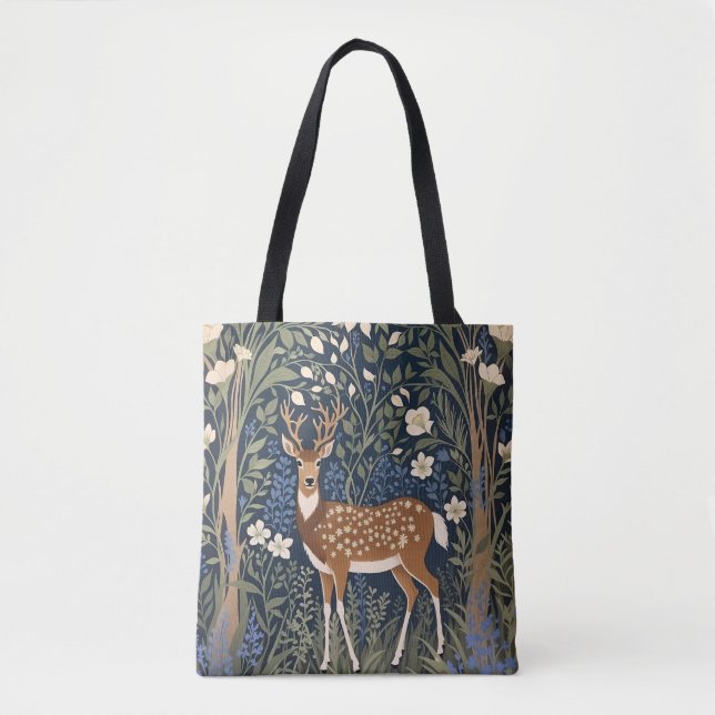 Bolsa Tote Deer In Bluebell Forest William Morris Inspirou (Frente)
