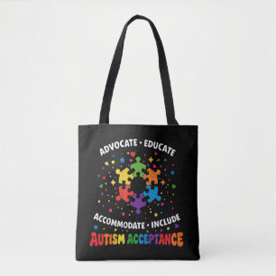 Bolsa Tote Defensor da Aceitação do Autismo Educador Puzzle A