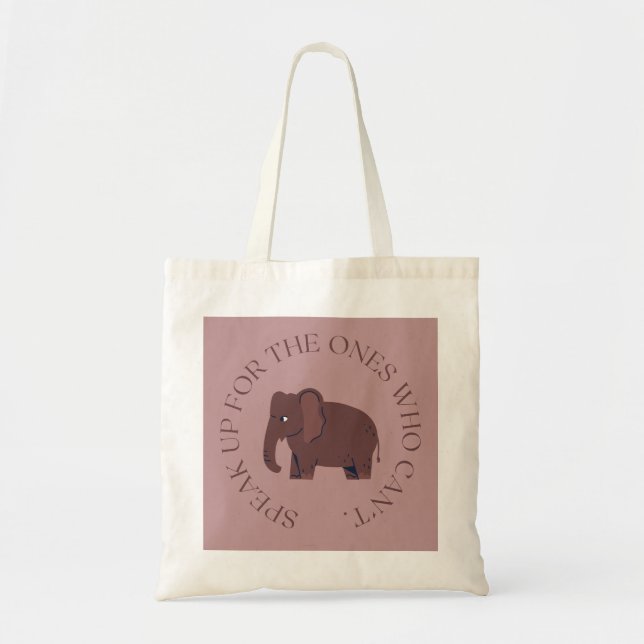 Bolsa Tote defensor dos direitos dos animais (elefante) (Frente)