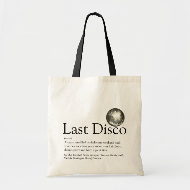 Bolsa Tote Definição de Despedida de Solteira Disco Personali (Frente)