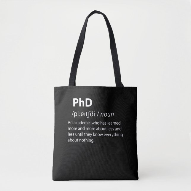 Bolsa Tote Definição de Dicionário Engraçado PhD (Frente)