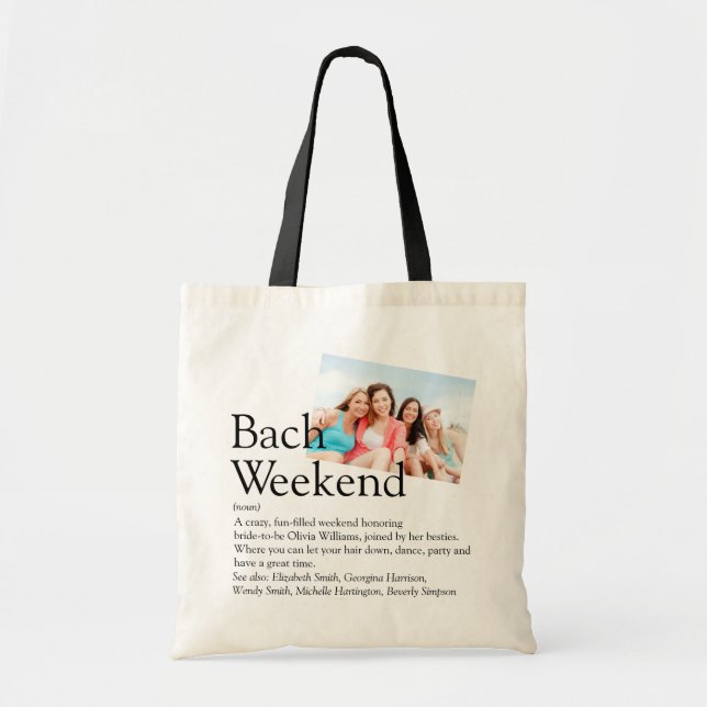 Bolsa Tote Definição de Fim de Semana de Despedida de Solteir (Frente)