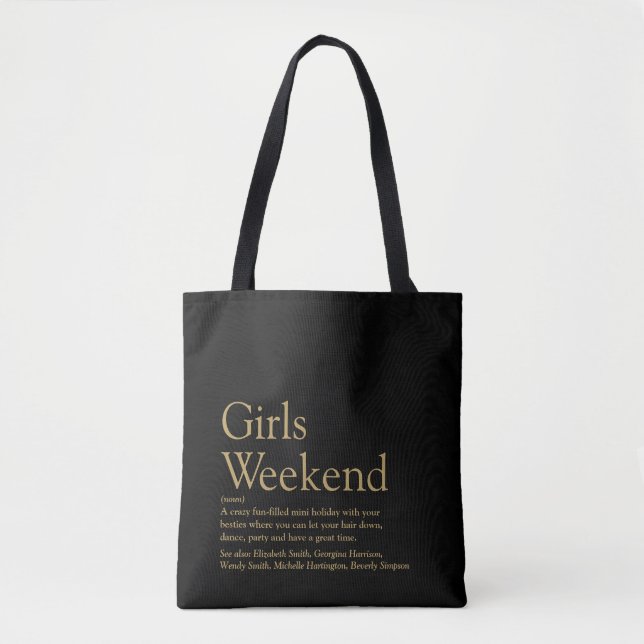 Bolsa Tote Definição de Fim de Semana de Meninas Personalizad (Frente)