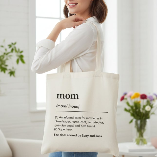 Bolsa Tote Definição De Mãe Personalizada Para Dia de as mães (Funny Mom Definition Typography Design for Mother’s Tote Bag)