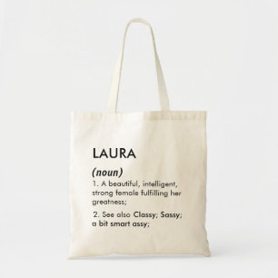 Bolsa Tote Definição de nome Laura editável, nome personaliza