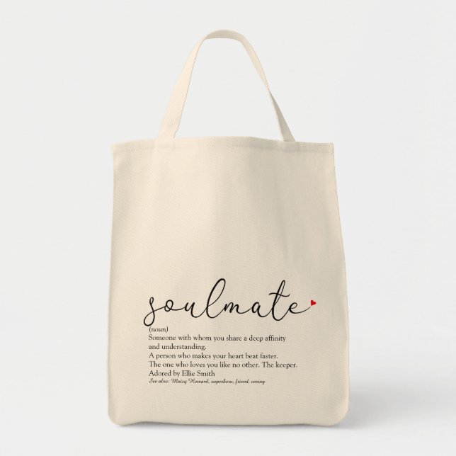 Bolsa Tote Definição de Parceiro Ideal Personalizada Coração  (Frente)