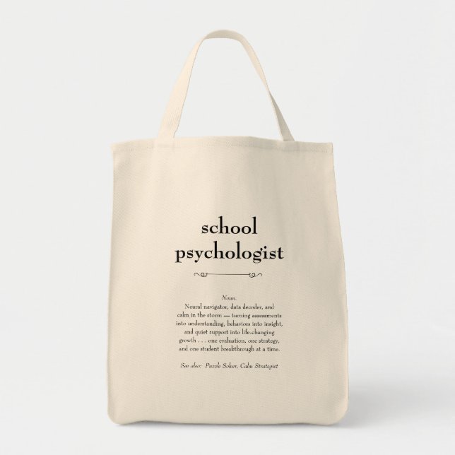 Bolsa Tote Definição de psicólogo escolar Obrigado Presente (Frente)