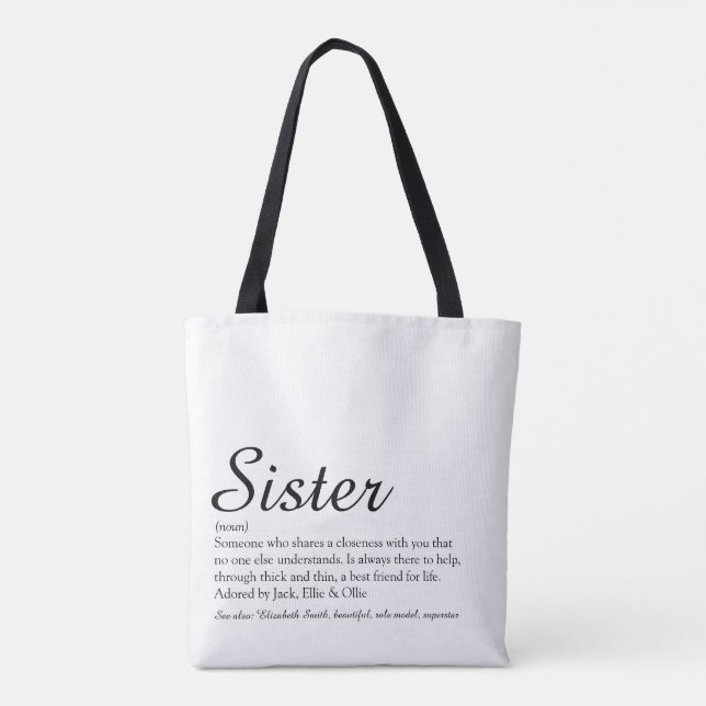 Bolsa Tote Definição de Script da Melhor Irmã do Mundo de Tod (Verso)