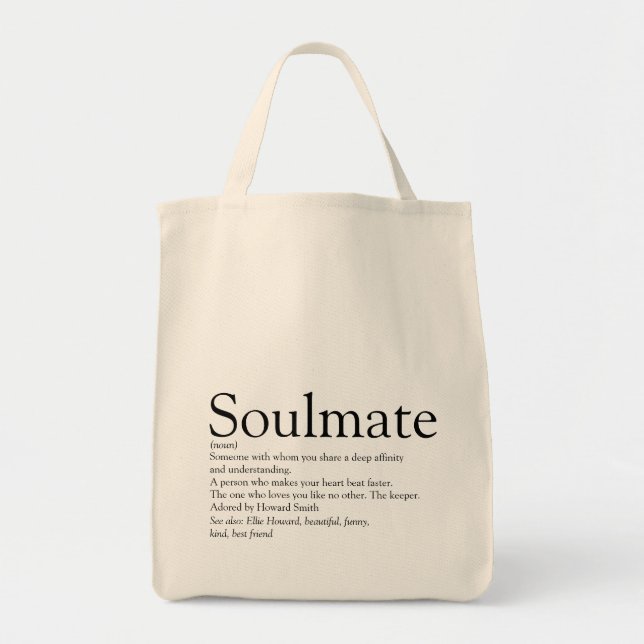 Bolsa Tote Definição de Soulmate Personalizada (Frente)
