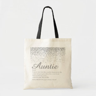 Bolsa Tote Definição de Tia Legal Glam Silver Glitter