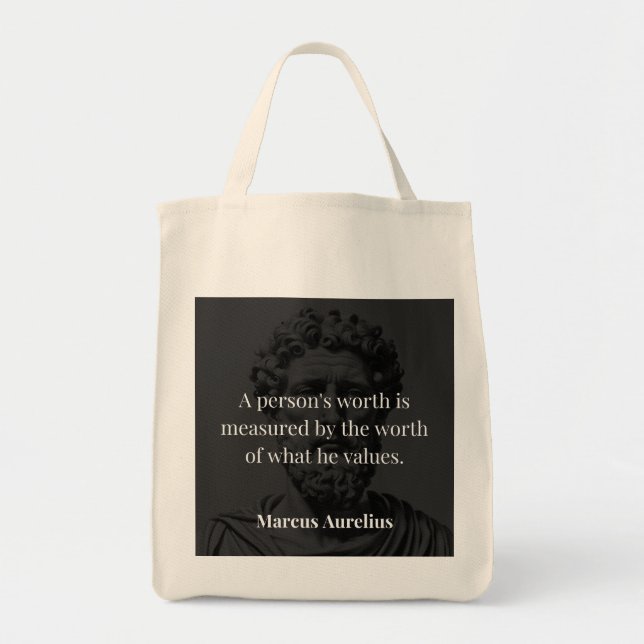 Bolsa Tote Definindo Valor: Marcus Aurelius em Valores (Frente)