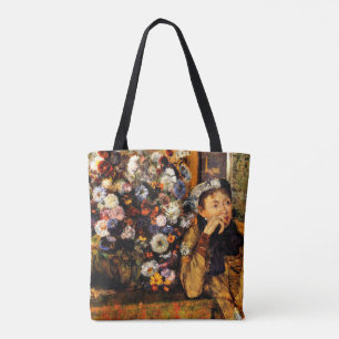 Bolsa Tote Degas - Uma Mulher Sentada ao Lado de uma Vase de 