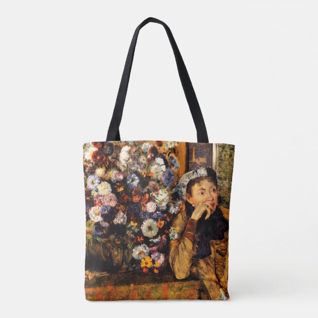 Bolsa Tote Degas - Uma Mulher Sentada ao Lado de uma Vase de  (Verso)