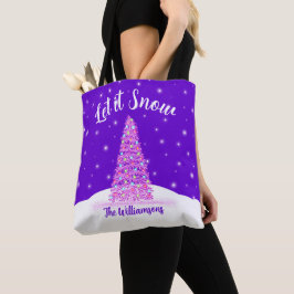 Bolsa Tote Deixe-a neves rosa de Natal Feriado