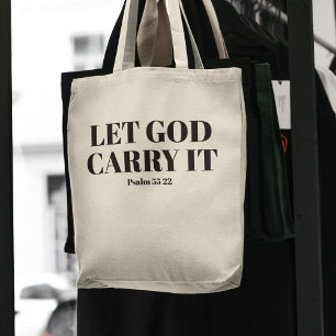 Bolsa Tote "Deixe Deus Carregar" Bíblia cristã Verso Saco