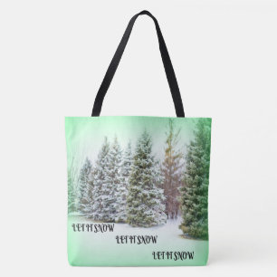 Bolsa Tote Deixe Nevar Árvores de Pinheiro Verde Brilho Cena