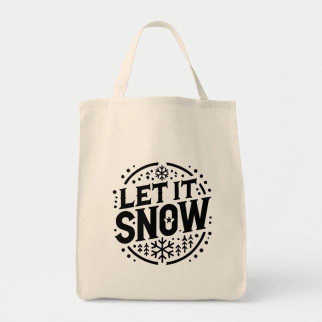 Bolsa Tote Deixe-o nevar Design de arte digital (Frente)