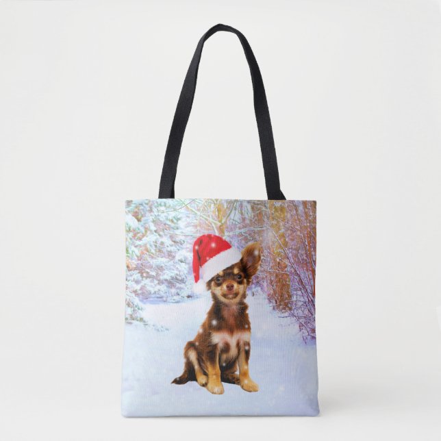 Bolsa Tote Deixe-o nevar Natal Chihuahua Dog (Frente)