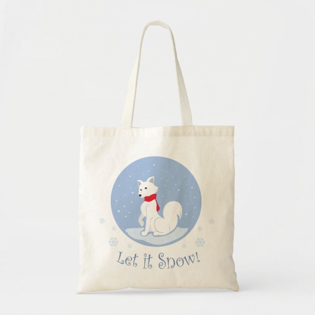 Bolsa Tote Deixe-O Neve! (Raposa Árctica) (Frente)