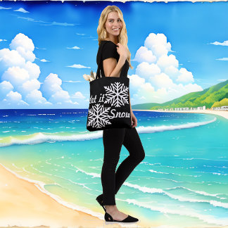 Bolsa Tote Deixem-na nevar Flocos de neve brancos de inverno