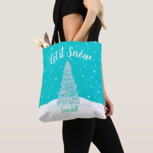 Bolsa Tote Deixem-no nevar no Natal do Aqua