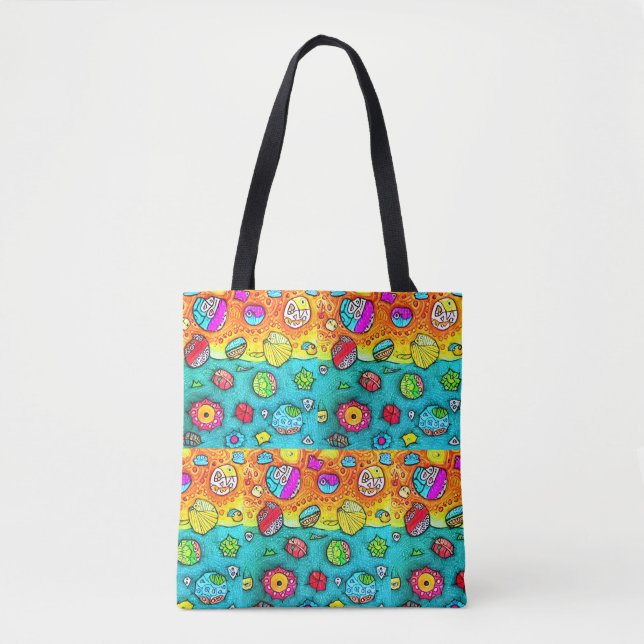 Bolsa Tote Dekorative Muscheln und Steine (Frente)