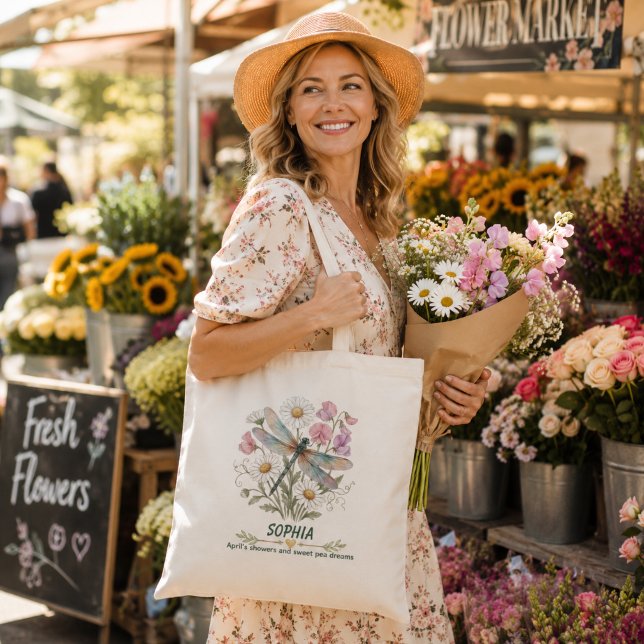 Bolsa Tote Delfim Libélula de Margarida Flor de Nascimento de (Criador carregado)