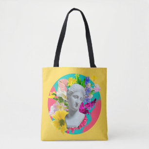 Bolsa Tote Delicado. Colagem com isolado de estátua de gesso