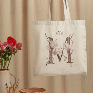 Bolsa Tote Delicar Magnolia Flores Monograma 'M' Nome Persona