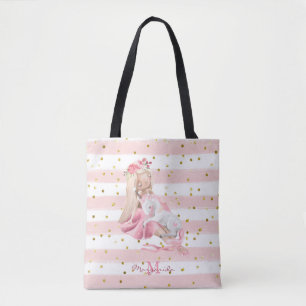Bolsa Tote Delicar Watercolor Ballerina e Baby Unicorn Para