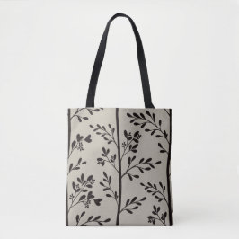 Bolsa Tote Delicate Flowers in Bloom black floral silhouette