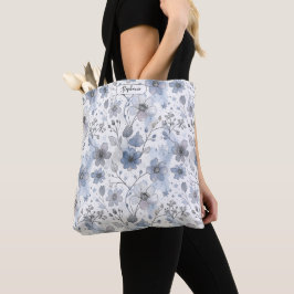 Bolsa Tote Delicate Lavender Blue Floral Personalized