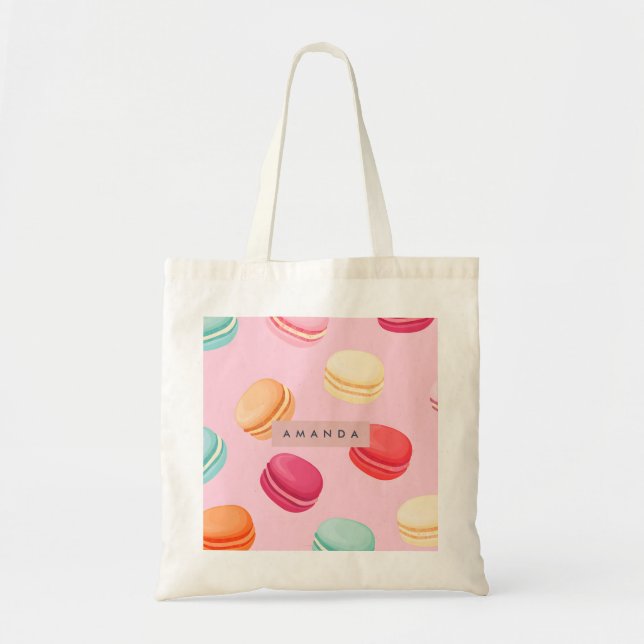 Bolsa Tote Delícia Personalizada de Macaron de Pastel Doce (Frente)