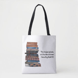 Bolsa Tote Demasiado afeiçoado da pilha livro-Velha de livro