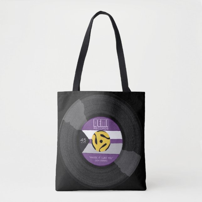 Bolsa Tote Demi registra Orgulho Demisexual Vinil LGBTQ Pin (Frente)