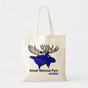 Bolsa Tote Denali National Park Alaska flag elk reutilizável