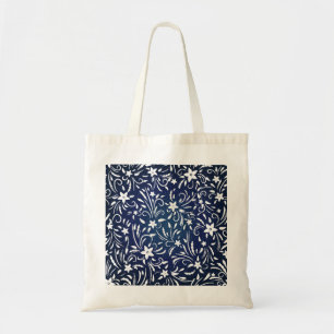Bolsa Tote Denim Blooms: Padrão Floral Fundo