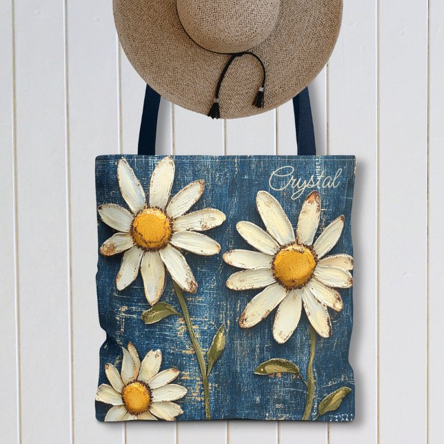 Bolsa Tote Denim Rasgado e Margarida (Criador carregado)