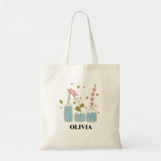 Bolsa Tote Denominação do Monograma Floral de Flor