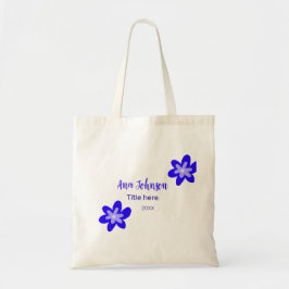 Bolsa Tote Denominação do rabisco de flor azul título ano 20X