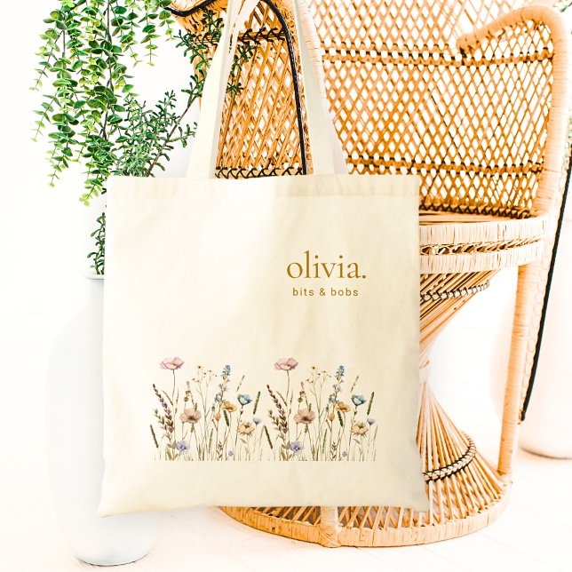 Bolsa Tote Denominação Monograma de Flor Elegante (Criador carregado)