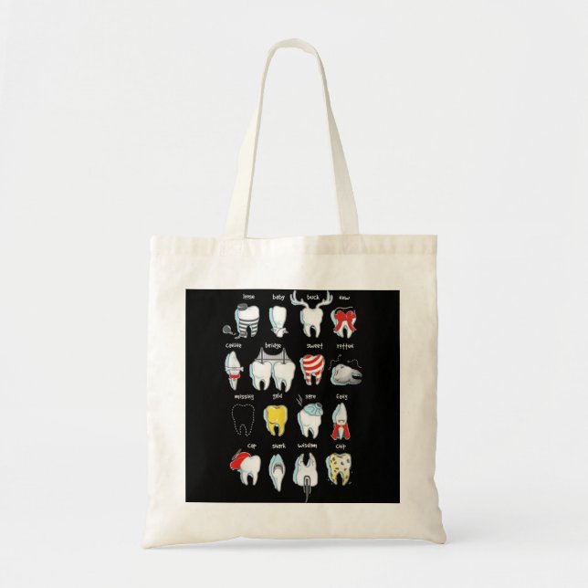 Bolsa Tote Dentes Dentistas Engraçado Designs Dentes Dentária (Frente)