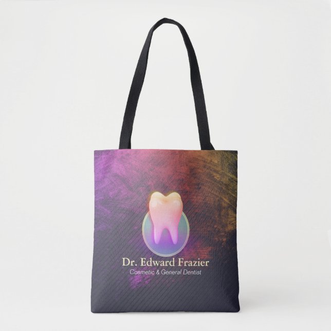 Bolsa Tote Dentista profissional Dentista Dentista Dente Rosa (Frente)