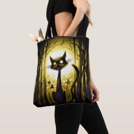 Bolsa Tote Derpy Little Halloween Cat em um Pumpkin Patch