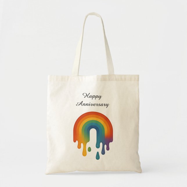 Bolsa Tote Derramar o Arco-Íris - Aniversário Feliz (Frente)