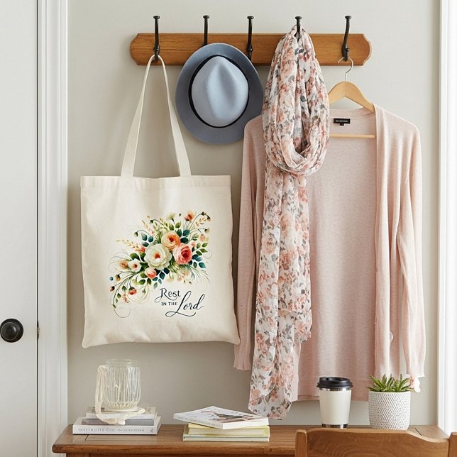 Bolsa Tote Descanso no Senhor floral (Criador carregado)