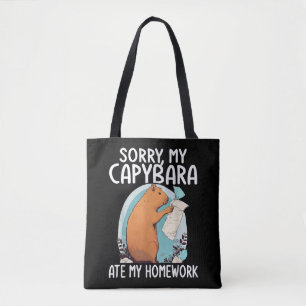 Bolsa Tote Desculpe, Meu Capivara Comeu Meu Trabalho de Casa 